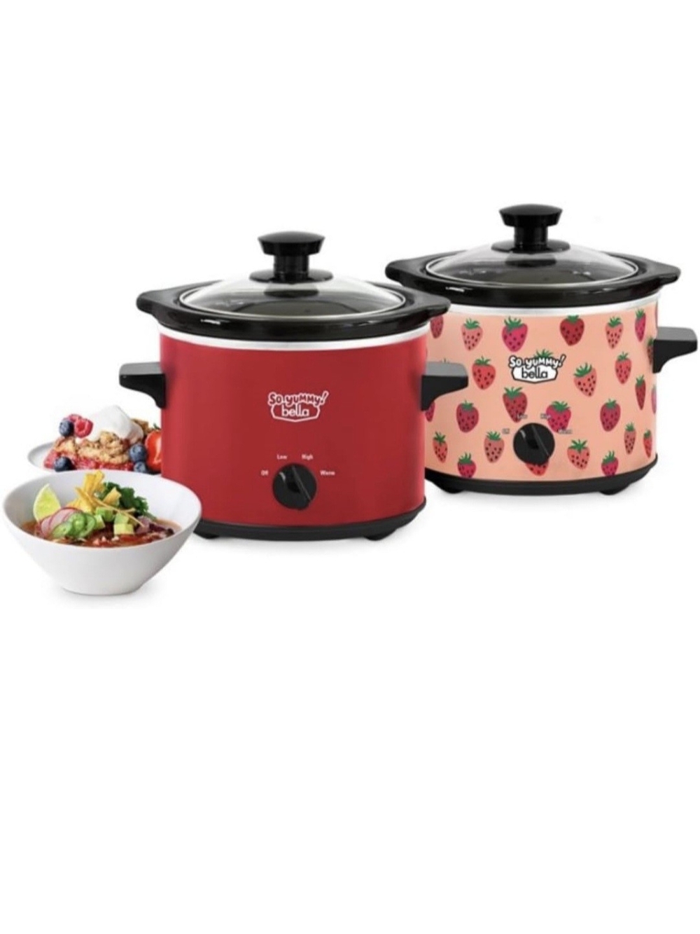 Red & Pink Strawberry Slow Cookers - Set of 2